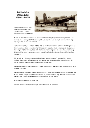 A preview of a PDF biography for Cater, Frederick William